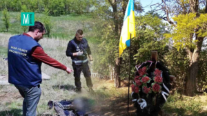 Following the MIHR`s story, the Ukrainian flag was installed on the grave of a tortured ATO participant from the Mykolaiv region